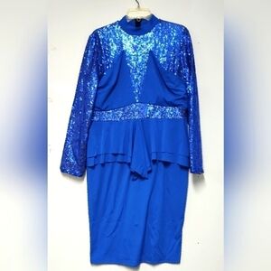 Women's royal blue peplum stretchy zipper back Size: XXL